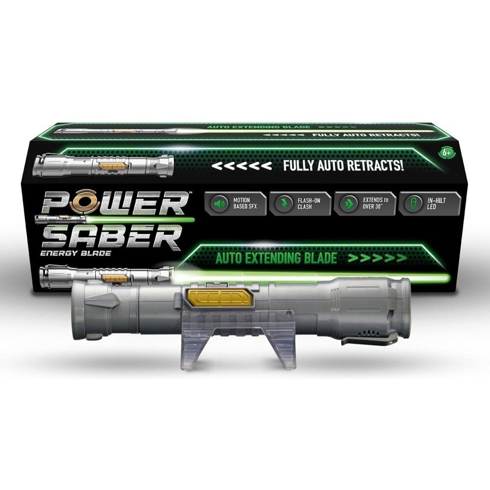 Power Saber Energy Blade Auto Extending Retracting Light Up Toy Sword SFX Green